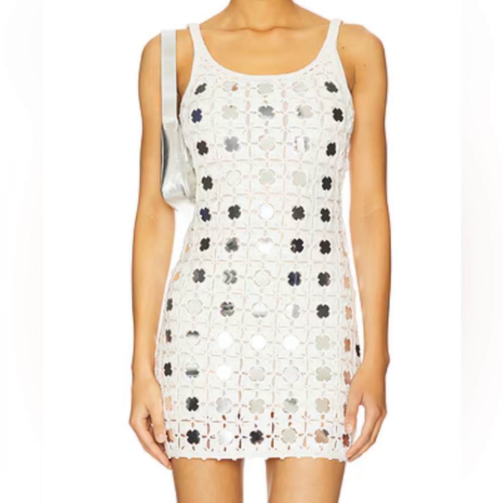 Le Superbe Gypset Crochet Mirrored Mini Dress in Au Natural